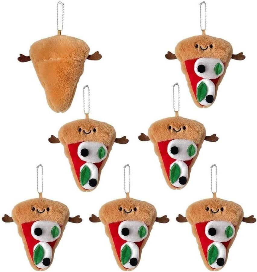 Pizza Sleutelhangers Pluche Hangers Tassen Decoratie Realistisch Design 7 Stuks Meerdere Kleuren