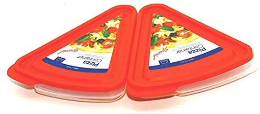Pizza Slice Container Restjes Bewaarbakje Voedsel Opbergen Stapelbaar Ontwerp 2 Stuks Rood