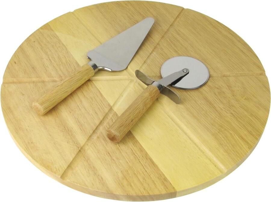 Pizza Snijset Pizzabord met toebehoren Pizza Serveren Echt Hout en RVS Ø 35 cm Niet gespecificeerd