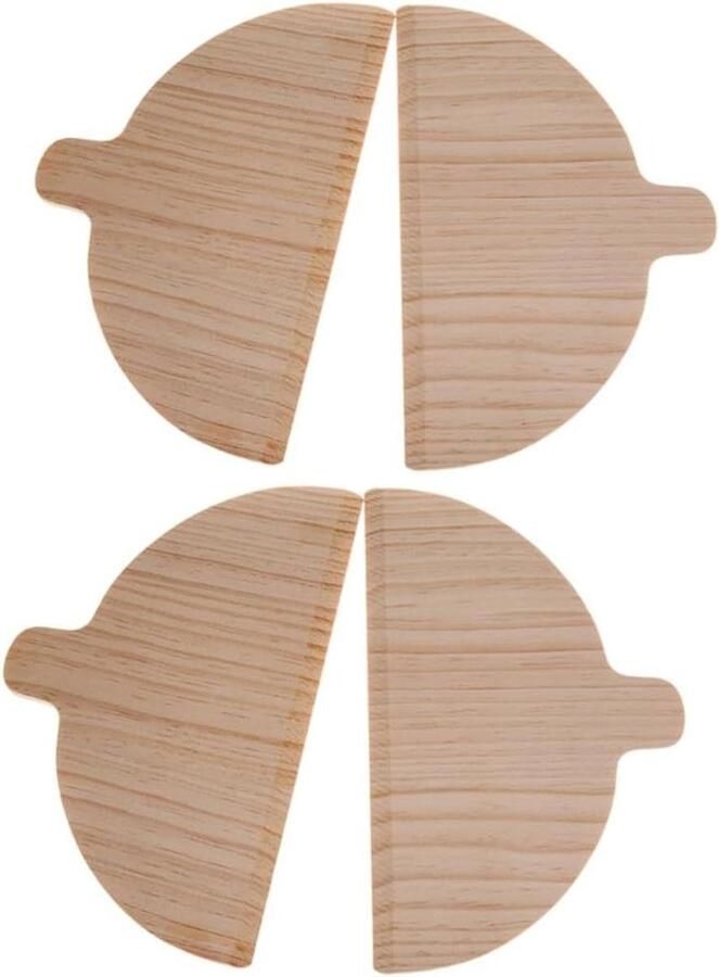 Pizza Spatel Set Houten Bakplank Pizza Bakken Halfrond Ontwerp 4 stuks Houtkleur