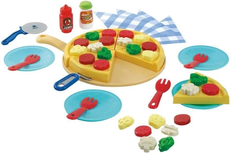 Pizza Speelgoedset Kinder Keuken Speelgoed Urenlang Speelplezier 35 Stevige Onderdelen 45.5 x 31.5 x 5.5 cm