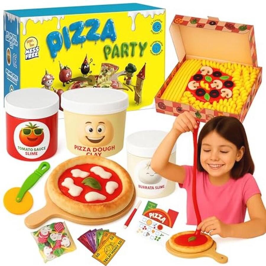 Pizza speelgoedset voor kinderen keukenset met snijplank ingrediënten en accessoires