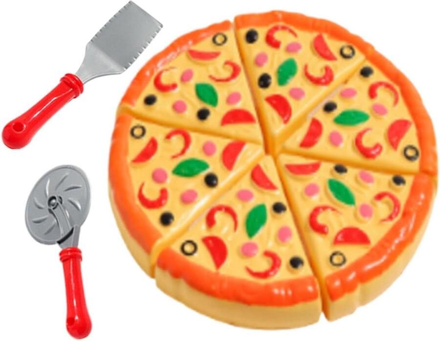 Pizza Speelset Keuken Speelgoed Kinderen Leren Spelen Realistisch Snijbaar 17.3 cm Veelkleurig