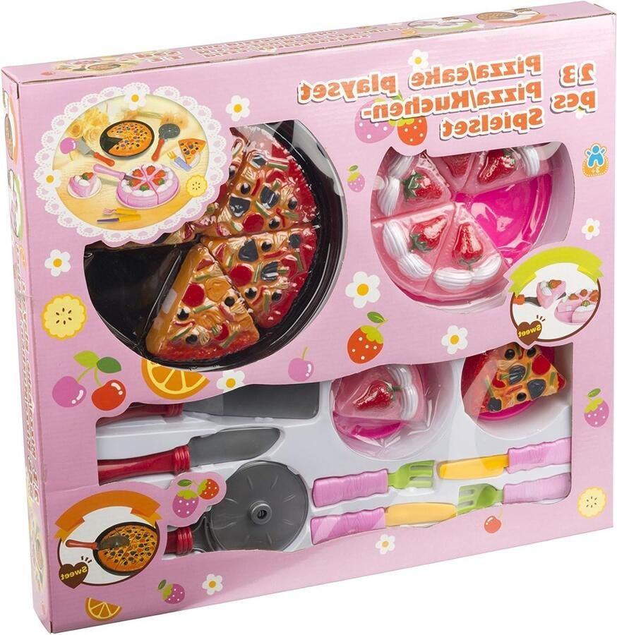 Pizza Speelset Speelgoed Pizza Kinderen Spelen 23 Delen 48 x 43 x 5 cm Multicolor