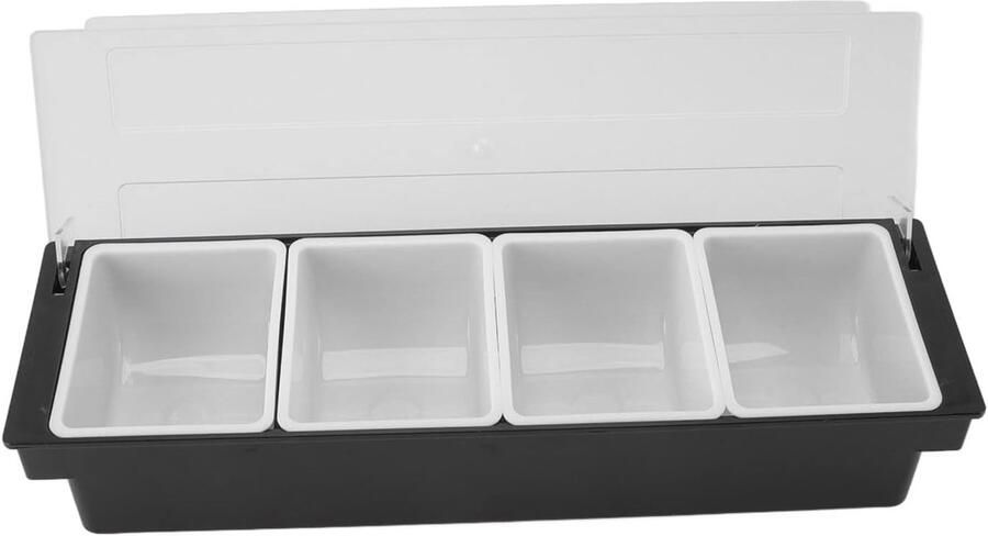 Pizza Topping Organizer voor Thuis en Restaurant Plastic Houder met 4 Compartimenten voor Efficiënte Bewaring van Ingrediënten