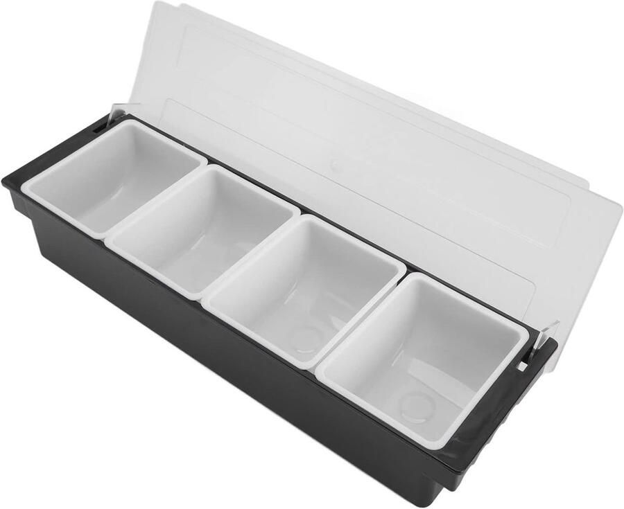 Pizza Topping Organizer voor Thuis en Restaurant Plastic Houder met 4 Compartimenten voor Efficiënte Bewaring van Toppings en Ingrediënten