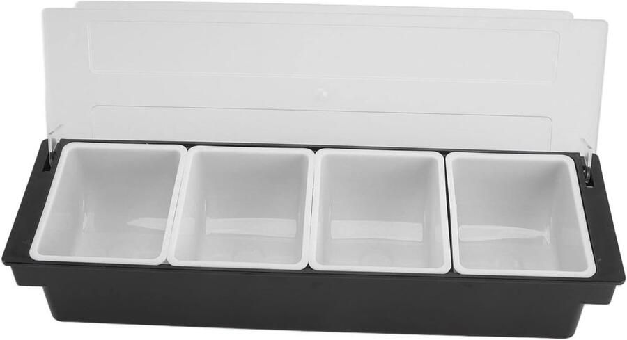 Pizza Topping Organizer voor Thuis en Restaurant Plastic Houder met 4 Compartimenten voor Efficiënte Bewaring van Toppings en Ingrediënten