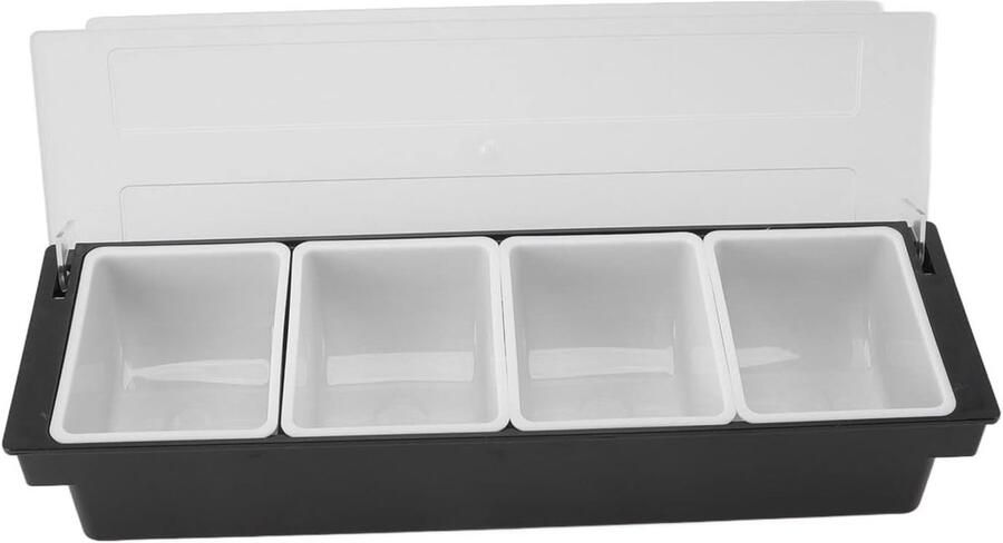 Pizza Topping Organizer voor Thuis en Restaurant Plastic Houder met 4 Compartimenten voor Efficiënte Opslag van Ingrediënten
