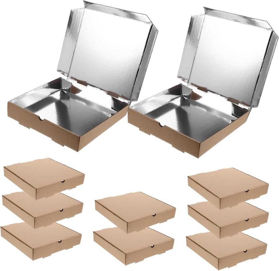 Pizza Verpakking Dozen Folie Pizza Box Pizza Warm Houden Vetafstotend Materiaal 18.5 cm Lichtbruin