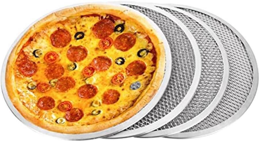 Pizzabakplaat Pizzascherm Bakplaat Pizza Bakken Diamant Mesh Gaten 12 inch Zilver