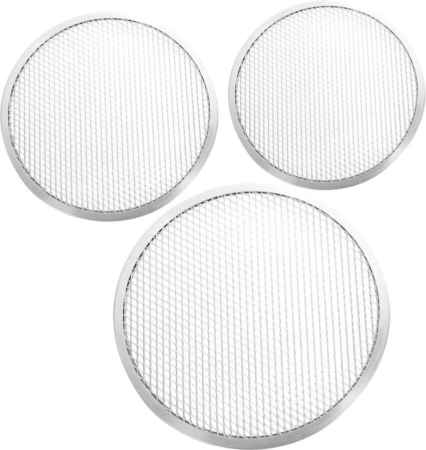 Pizzabakplaat Set Pizzascherm Oven Professioneel Bakken Gelijkmatige Warmteverdeling 10 12 14 Inch Zilver