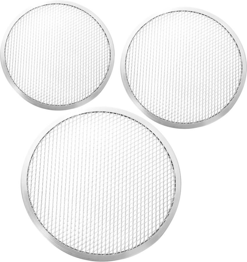 Pizzabakplaat Set Pizzabakvorm Pizzascherm Thuis Pizza Bakken Gelijkmatige Warmteverdeling 10 12 14 Inch Zilver
