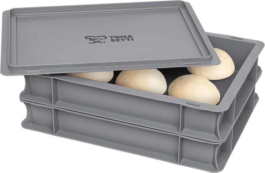 Pizzaballenbox met deksel Ideaal voor pizzadeeg en zuurdeeg fermentatie Ruimtebesparende pizza-accessoires 30x40x8 cm