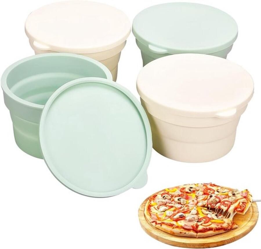 Pizzaballenbox set van 4 Ruimtebesparende fermentatieboxen voor pizzadeeg