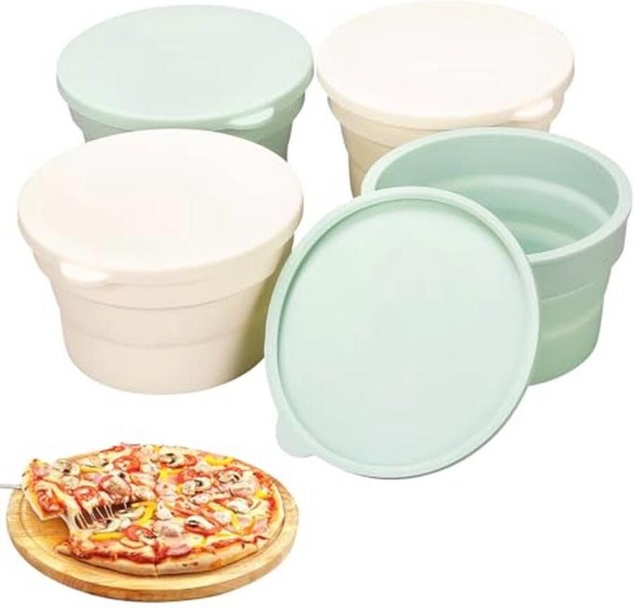 Pizzaballenbox set van 4 Ruimtebesparende fermentatieboxen voor pizzadeeg