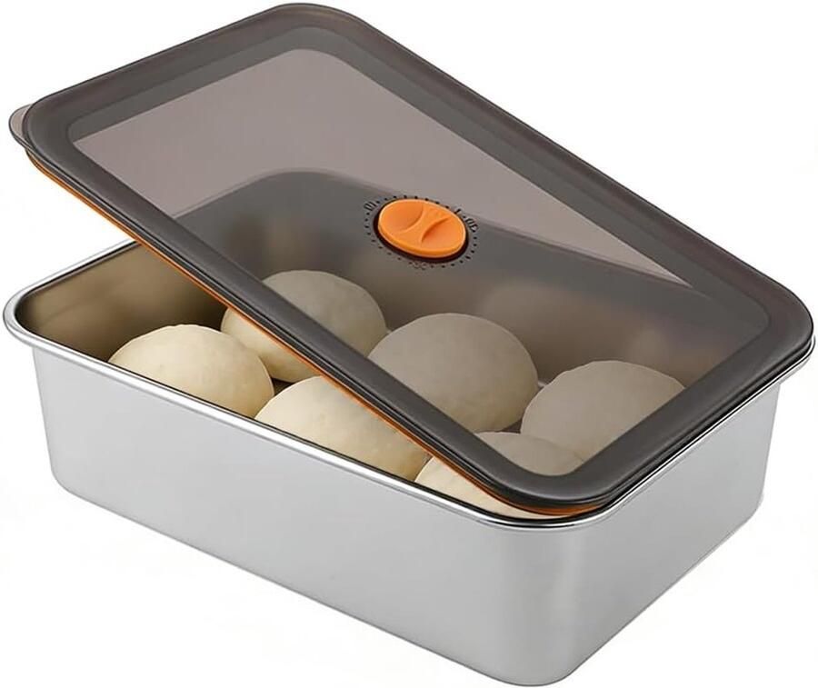 Pizzaballenbox van roestvrij staal 30 x 21 x 8 5 cm ideaal voor fermentatie van pizzadeeg en brooddeeg handige voedselcontainer voor deeg en pizza-accessoires