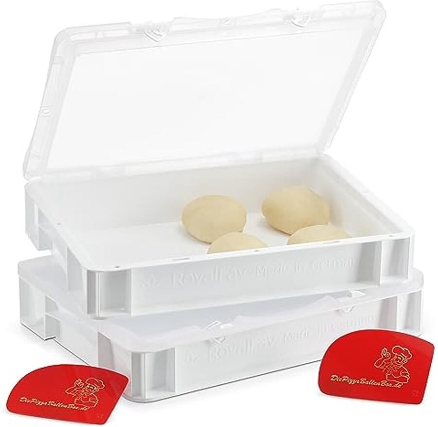 Pizzaballenbox voor thuis stapelbare deegbox met ademend deksel 30 x 40 x 8 5 cm 2 stuks van voedselveilige kunststof
