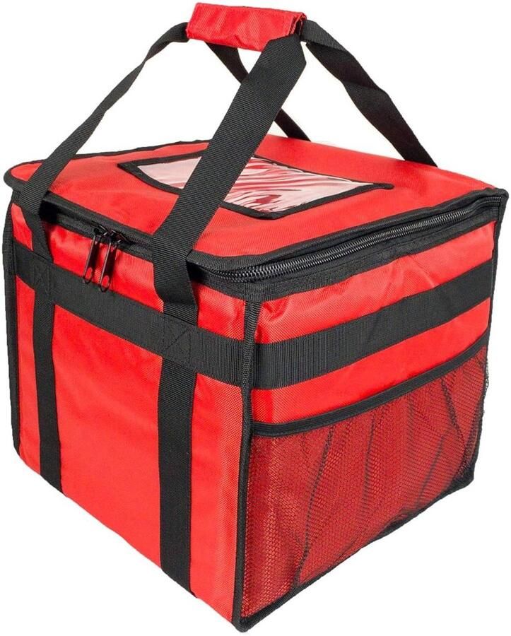 Pizzabezorgtas Thermische tas Eten warm houden Dubbele ritssluiting 32x32x30 cm Rood