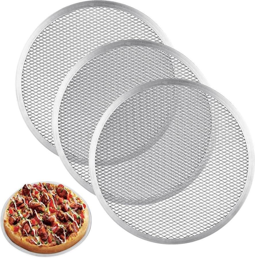 Pizzablikken Pizza schermen Bakplaten Pizza Bakken Gaasontwerp 33 cm Zilver