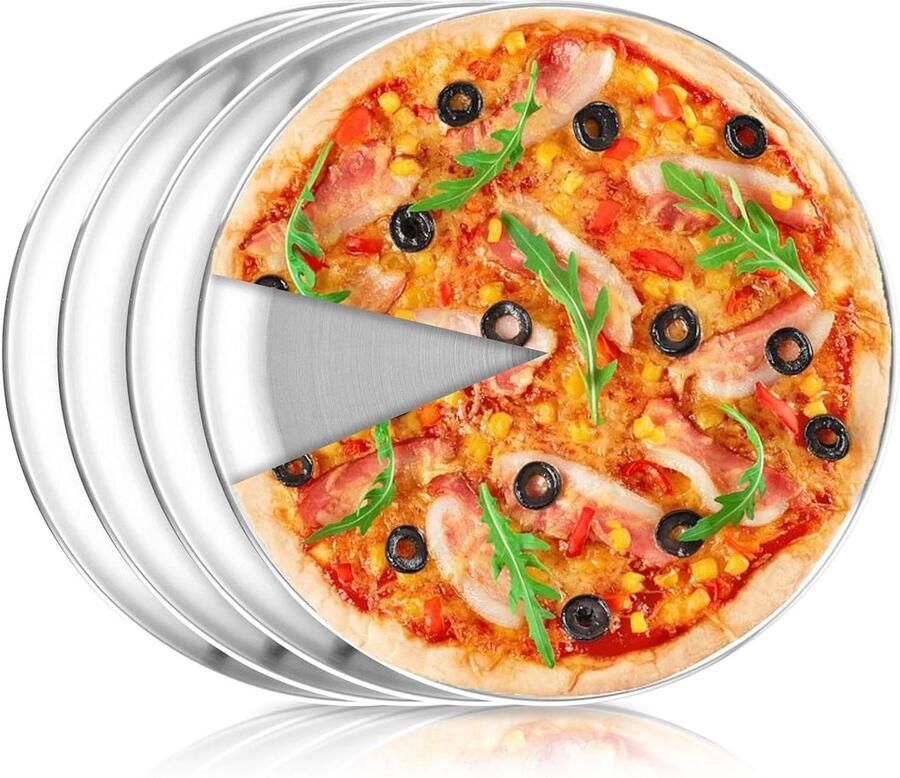 Pizzablikken Rond Bakplaten Pizza Bakken Antiaanbaklaag 30 cm Zilver