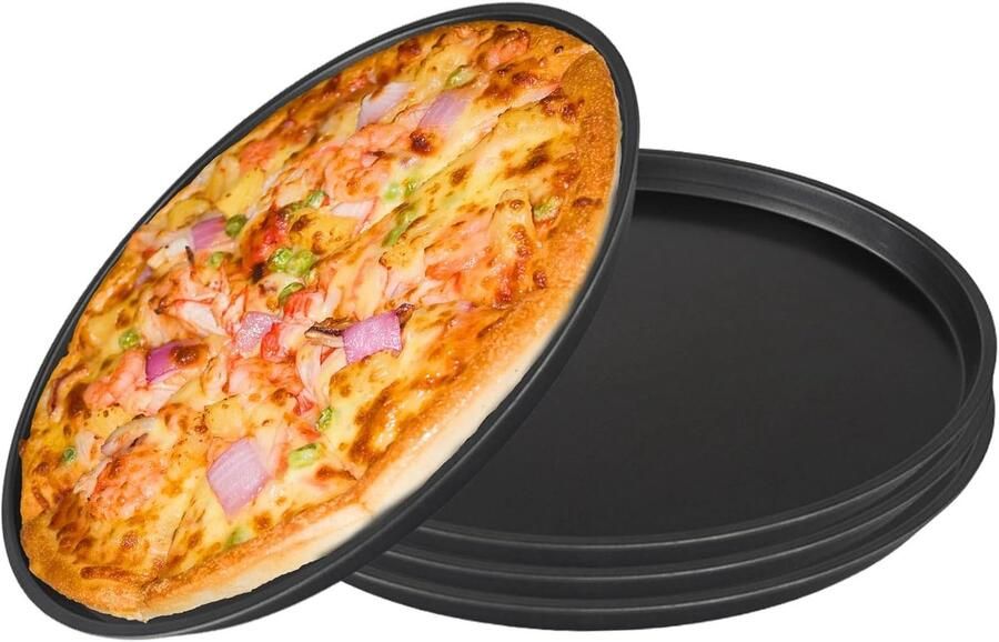 Set van 4 ronde pizza tafels van 29 cm met anti-aanbaklaag duurzaam en eenvoudig schoon te maken ideaal voor ovengebruik - Foto 2