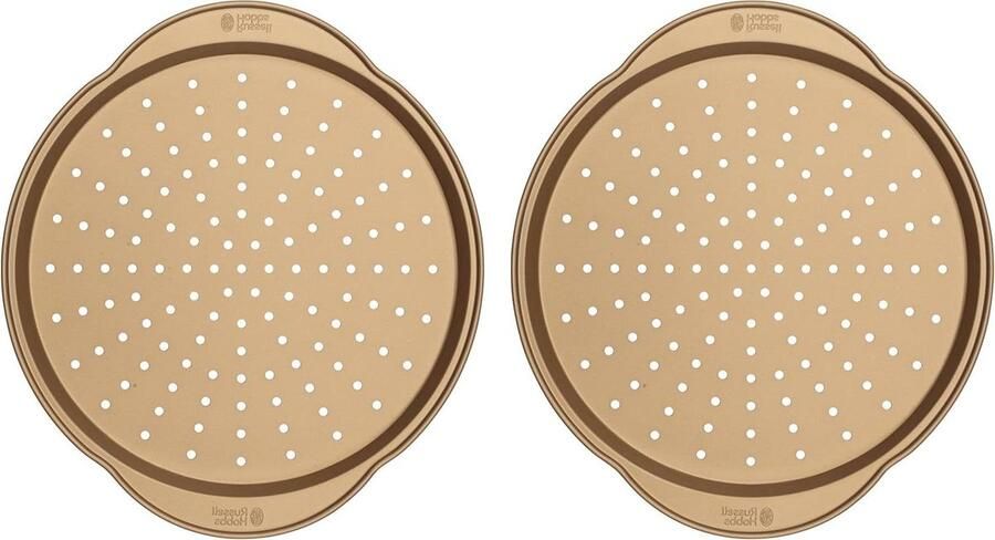 Pizzablikken Set Bakplaten Ronde Bakvormen Pizza Bakken Antiaanbaklaag 37 cm Goud
