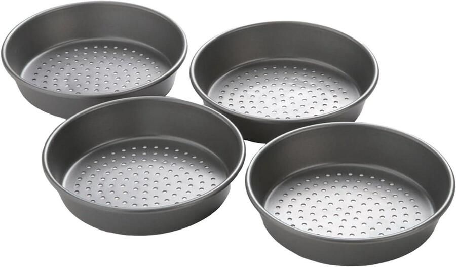 Pizzablikken Set Pizzaplaten Rond Persoonlijke Pizza's Maken Geperforeerde Bodem 17.8 cm Zilver