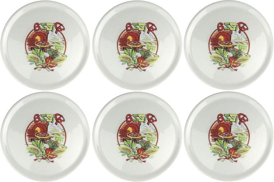Pizzaborden Borden Pizzaplaten Pizza Serveren Gastronomiekwaliteit Ø 31 cm Wit met decoratie
