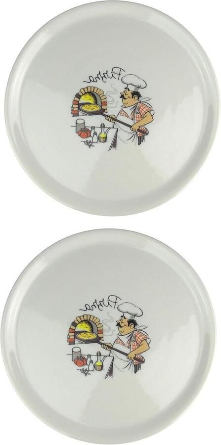 Pizzaborden Decoratie Serveerschalen Rond Pizza Serveren Gastronomiekwaliteit Porselein Ø 31 cm Wit Met Decoratie