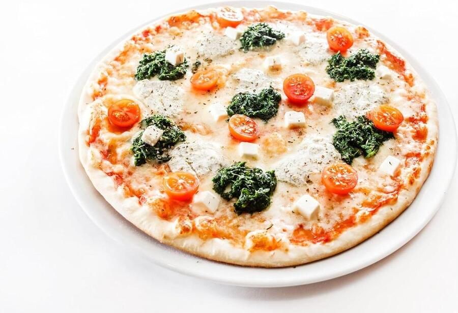 Pizzaborden Dinerserverschaal Taartbord Pizza Presenteren Keramische Look Ø 33 cm Wit-Zanderig