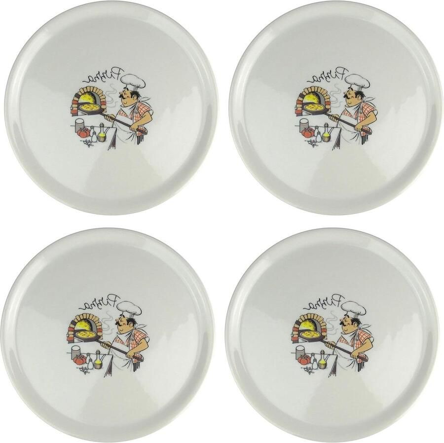 Pizzaborden Pizza borden Pizza Serveren Schokbestendig Porselein 31 cm diameter Wit met decoratie