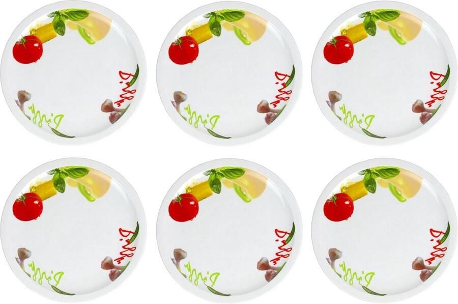 Pizzaborden Porselein Pizzaplaten Serveerborden Italiaans Eten Mediterraan Design Ø 31 cm Wit