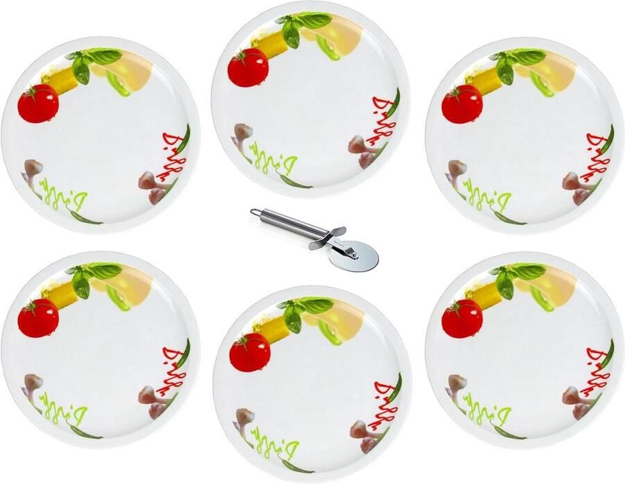 Pizzaborden Porselein Pizzaplaten Serveerborden Pizza Eten Mediterraan Design Ø 31 cm Wit