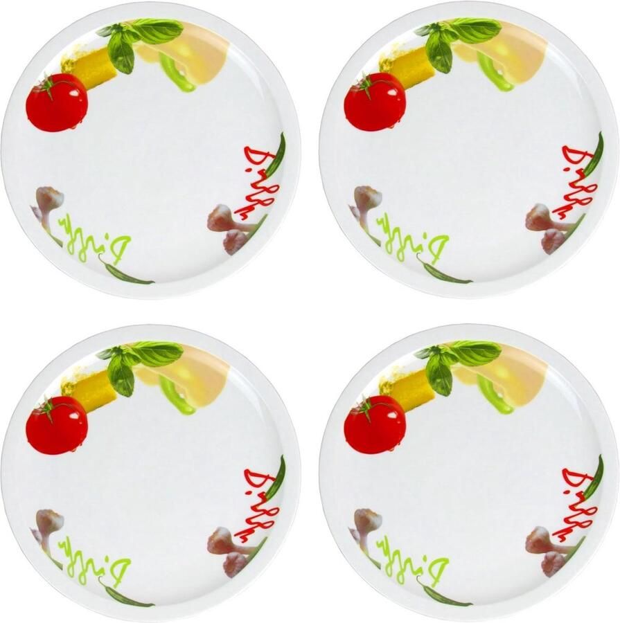 Pizzaborden Porselein Pizzaplaten Serveerborden Pizza Eten Mediterraan Design Ø 31cm Wit