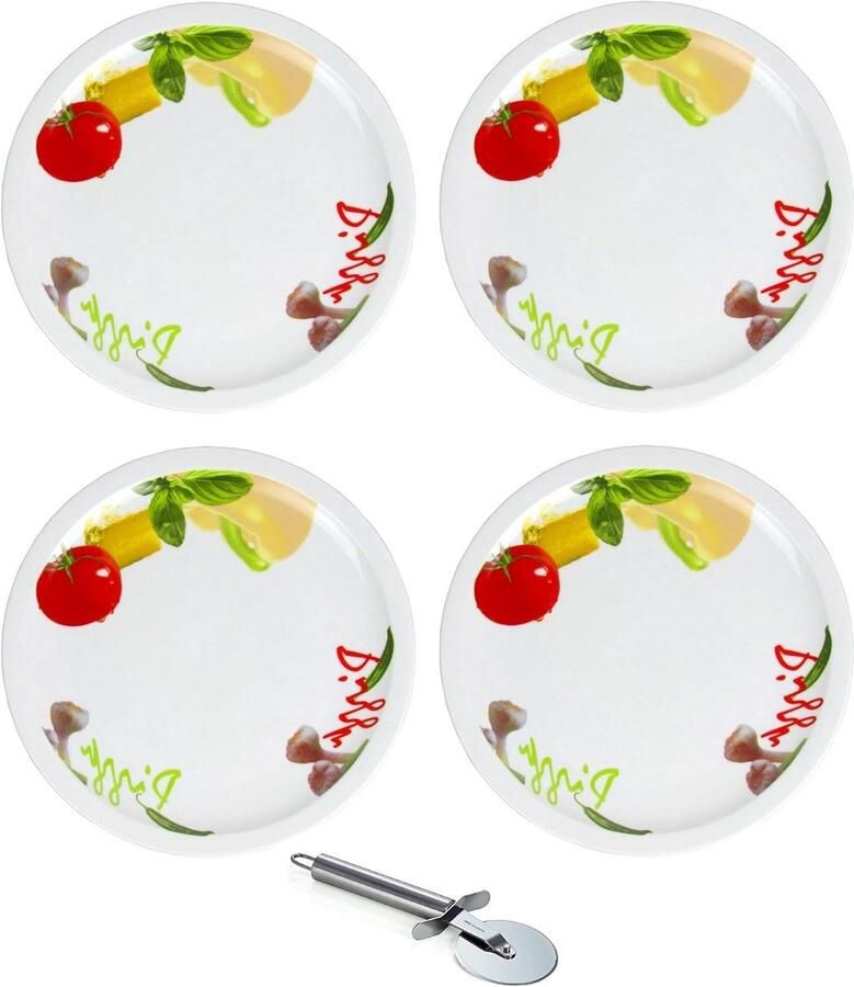 Pizzaborden Porselein Pizzaplaten Serveerborden Pizza Eten Mediterraan Design Ø 31cm Wit