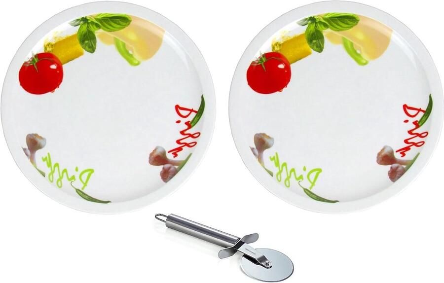 Pizzaborden Porselein Pizzaplaten Serveerborden Pizza Eten Mediterraan Design Ø 31cm Wit