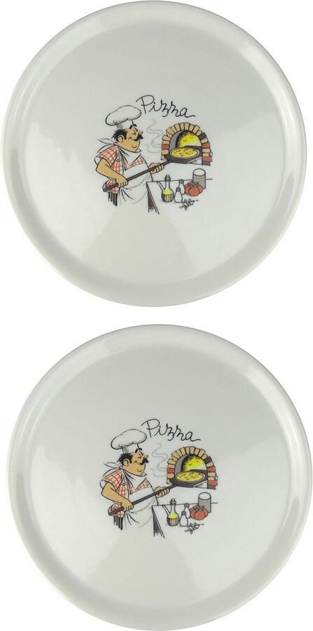 Pizzaborden Set Borden Decoratie Pizza Serveren Gastronomiekwaliteit Porselein Ø 31 cm Wit Decoratie