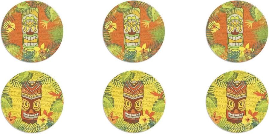 Pizzaborden Set Dinerborden Ronde Borden Pizza Serveren Tiki Decoratie Diameter 31 cm Meerkleurig