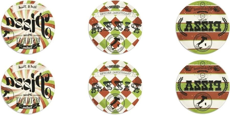 Pizzaborden Set Dinerborden Serveerborden Pizza Eten Little Italy Decor Diameter 31 cm Meerkleurig