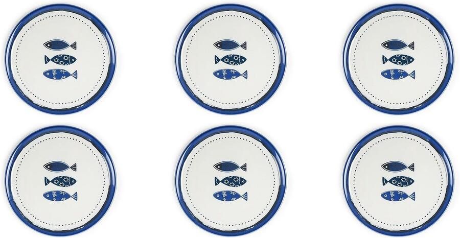 Pizzaborden Set Dinerservies Gezellig Tafelen Oceaan Decor 6 stuks Wit