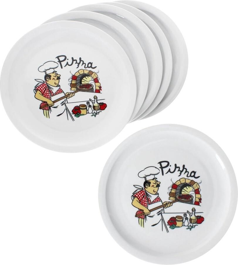 Pizzaborden Set Grote Borden Pizza Eten Porselein Kwaliteit 6 stuks 30.5 cm Wit