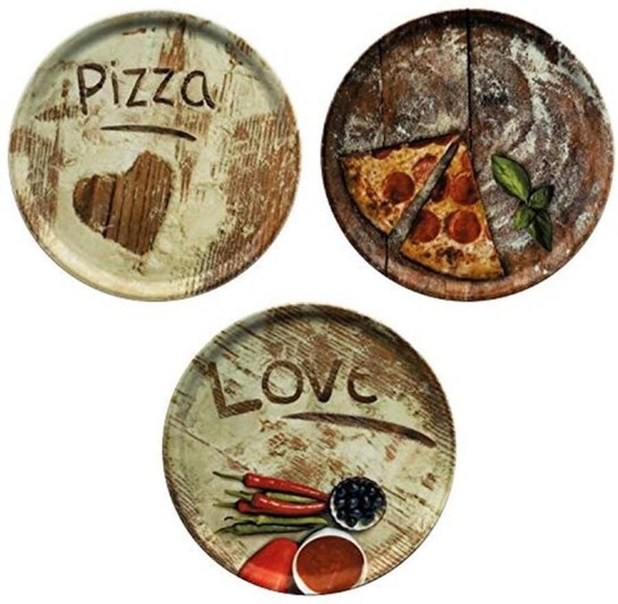 Pizzaborden Set Grote Borden Pizza Serveren Volledige Decoratie Ø 333 cm Multicolor