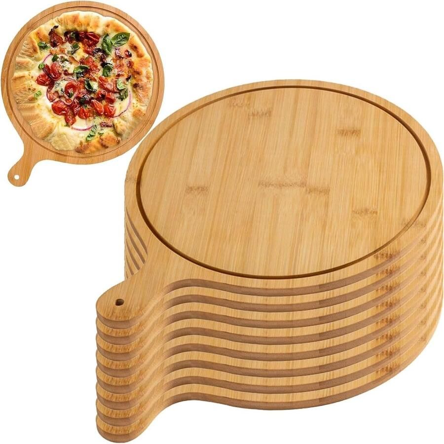Pizzaborden Set Houten Platen Pizza Serveren Natuurlijk Bamboe Tot 255 cm Houtkleur