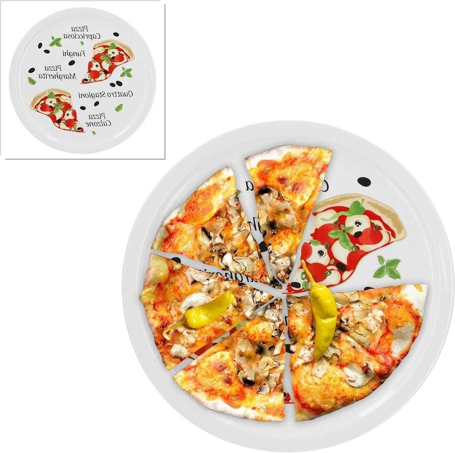Pizzaborden Set Italiaanse Bellen Pizza Serveren XL Porselein 30.5 cm Diameter Margherita Decor