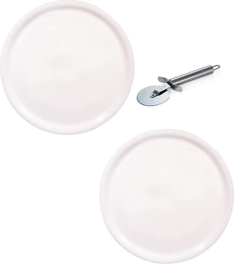 Pizzaborden Set met Pizzasnijder Ø28cm Schokbestendig Porselein