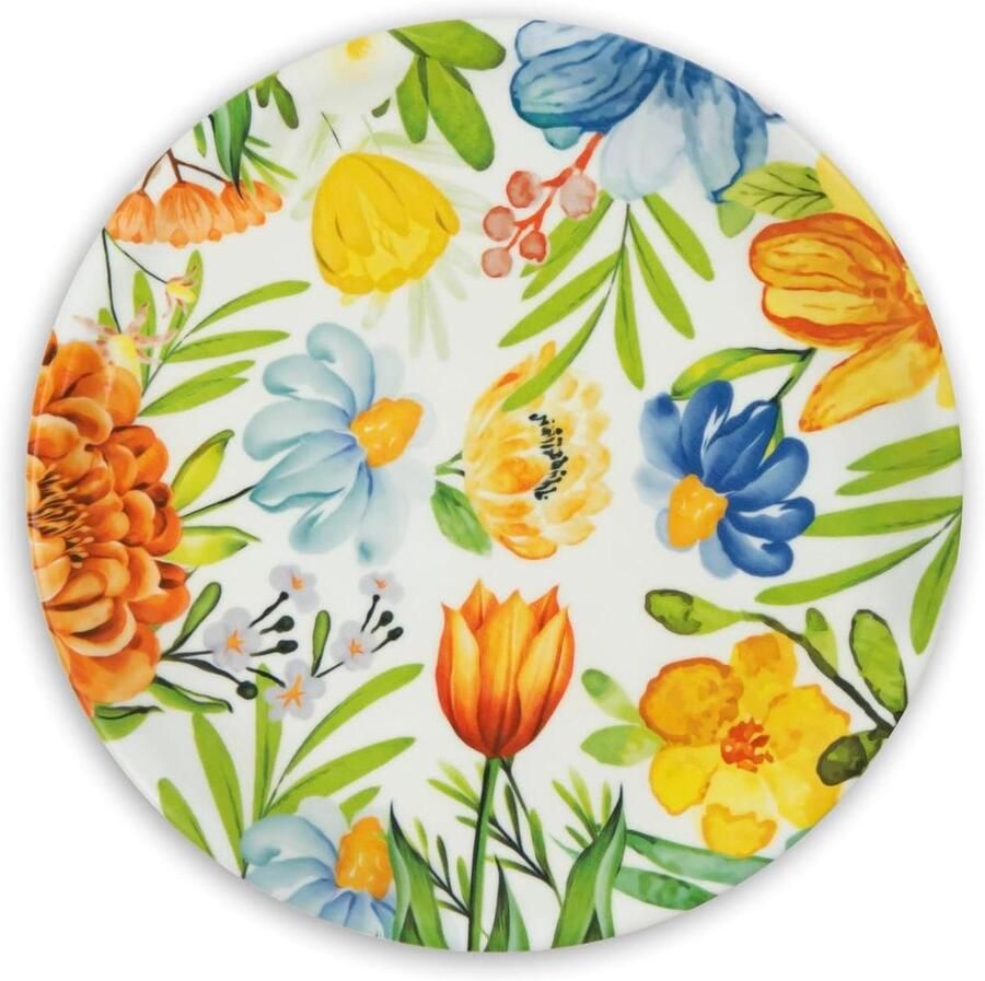 Pizzaborden Set Pizzaplaten Porselein Dineren Thuis Bloemenprint Digitaal 31 cm Diameter Meerkleurig