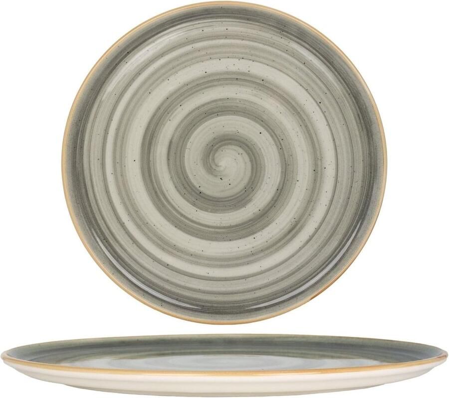Pizzaborden Set Porseleinen Borden Dineren Thuis Handgeschilderd Uniek 32CM Doorsnede Grijs