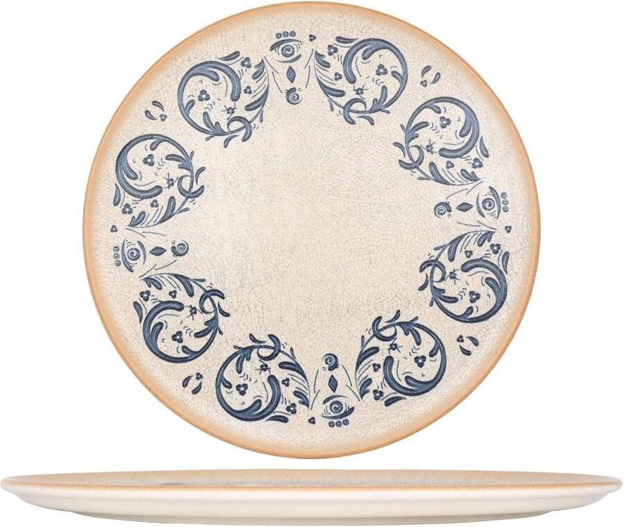 Pizzaborden Set Porseleinen Borden Italiaans Eten Vaatwasserbestendig 32 cm Diameter Mediterraans Blauw