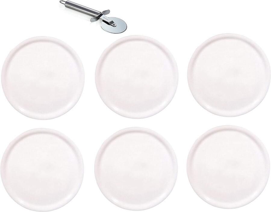 Pizzaborden Set Servies borden Pizza Serveren Inclusief Pizzasnijder Ø28cm Wit