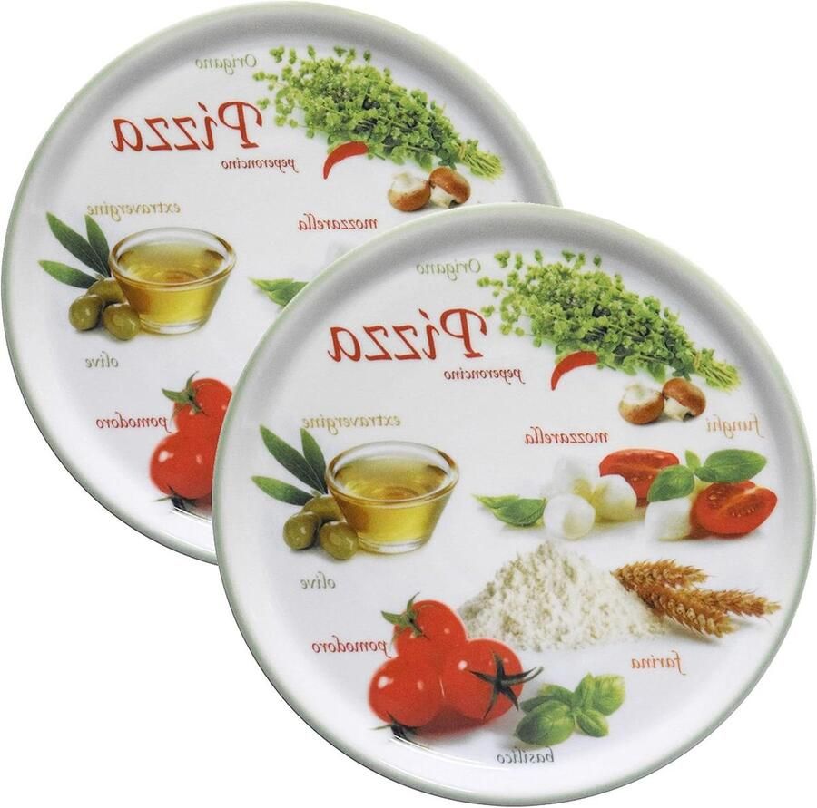 Pizzaborden Set Servies Platen Italiaans Diner XL Formaat 2 stuks Groen